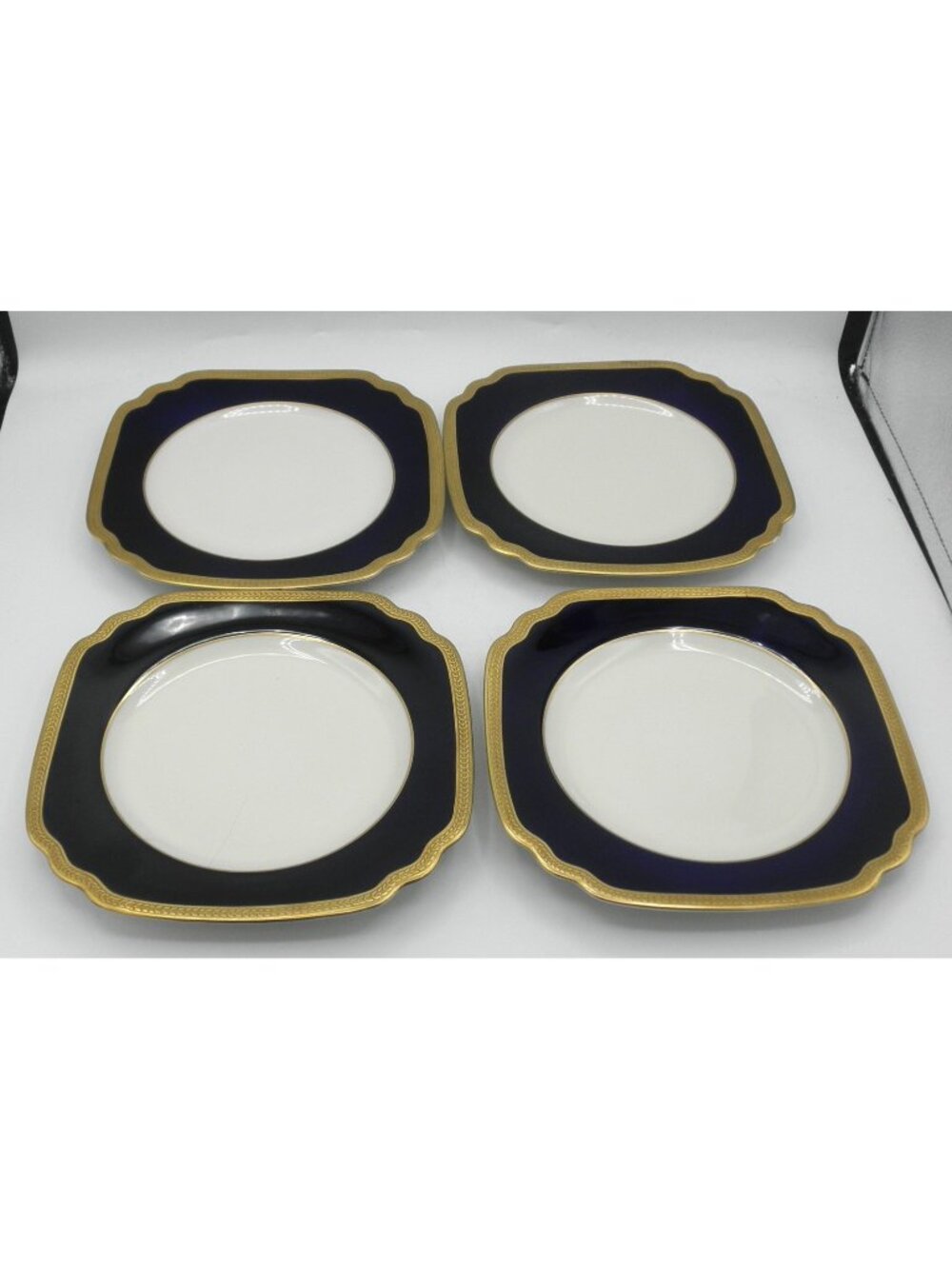 Diane Cobalt Blue Band by Syracuse Square Salad Plates Set of 4 FLAW SEE CHIP